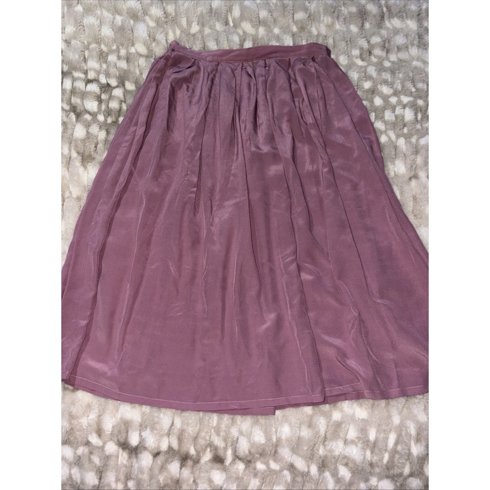 Vtg Anne Crimmins Umi 100% Silk Skirt Flared Flow Skirt 28" Waist Light Purple